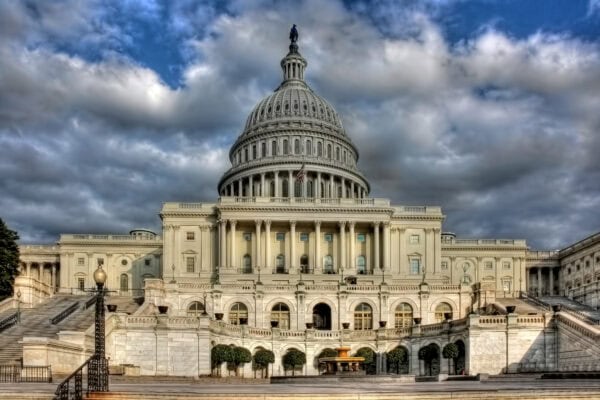 The US Capitol on a partially cloudy day