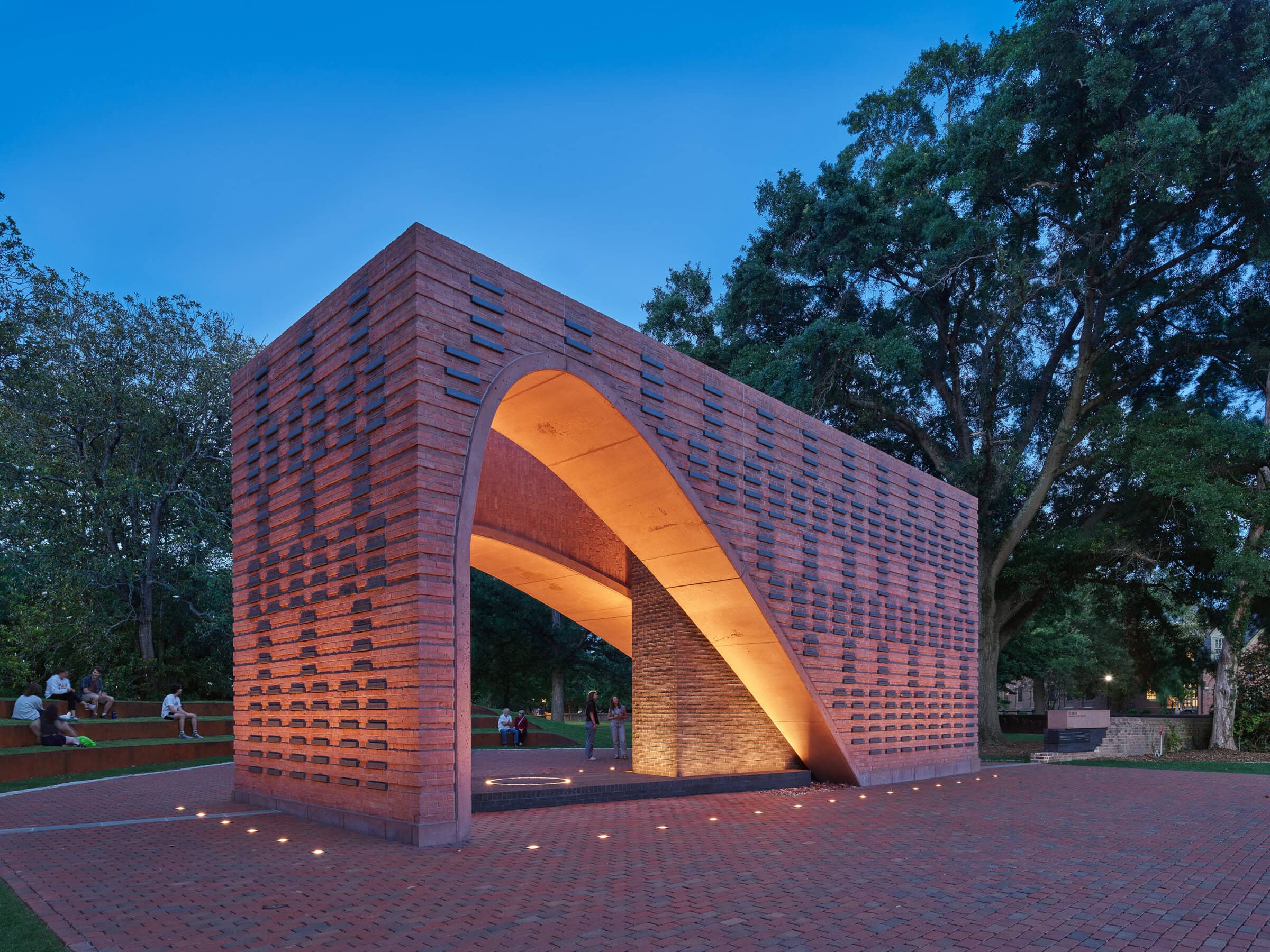 Photo of Hearth memorial made of red bricks.