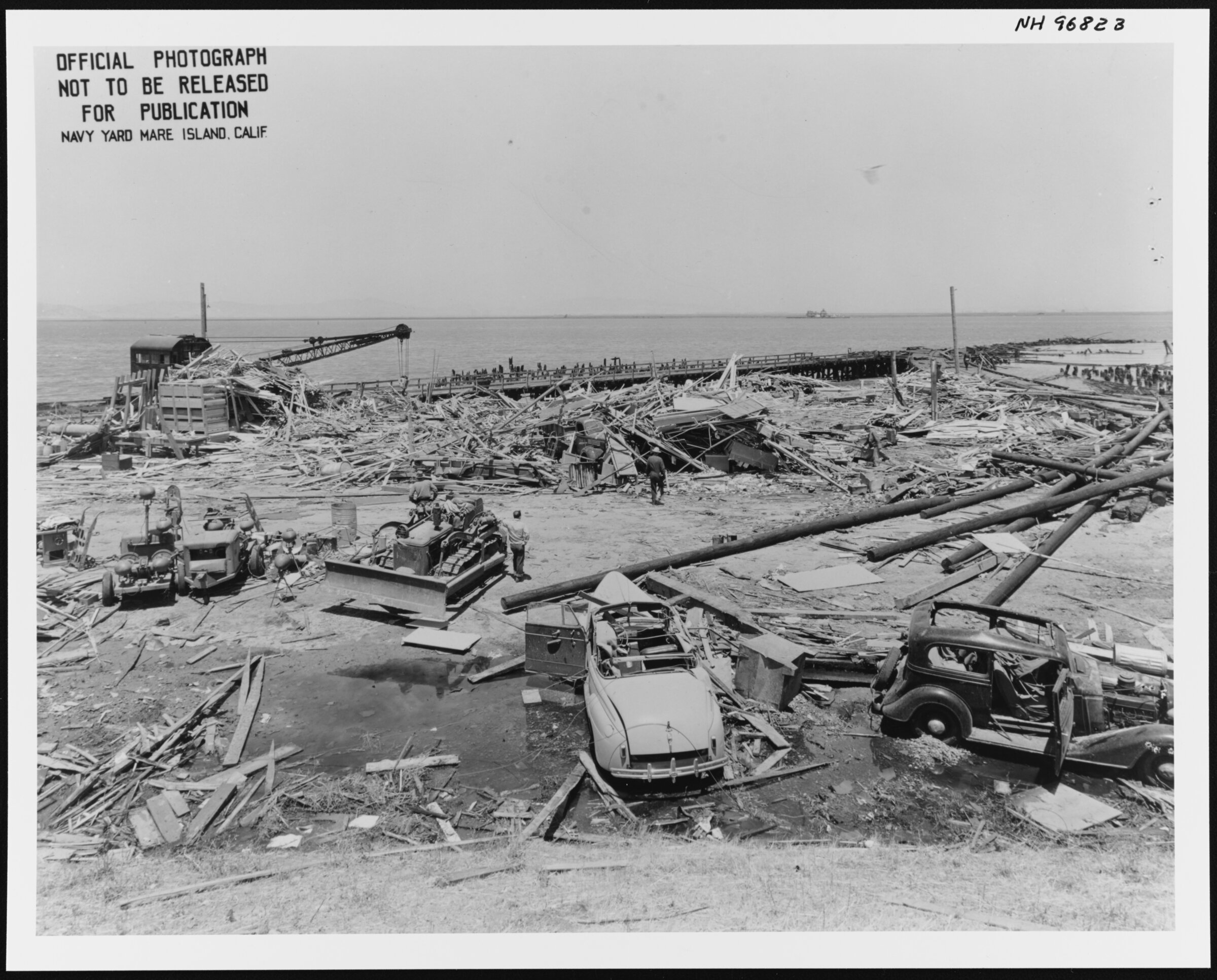 Cars and building damaged in an explosion